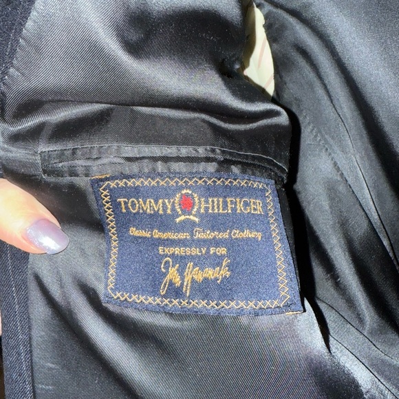 Vintage Tommy Hilfiger Pin Striped suit jacket, blazer - navy blue 80s/90s - Picture 6 of 9
